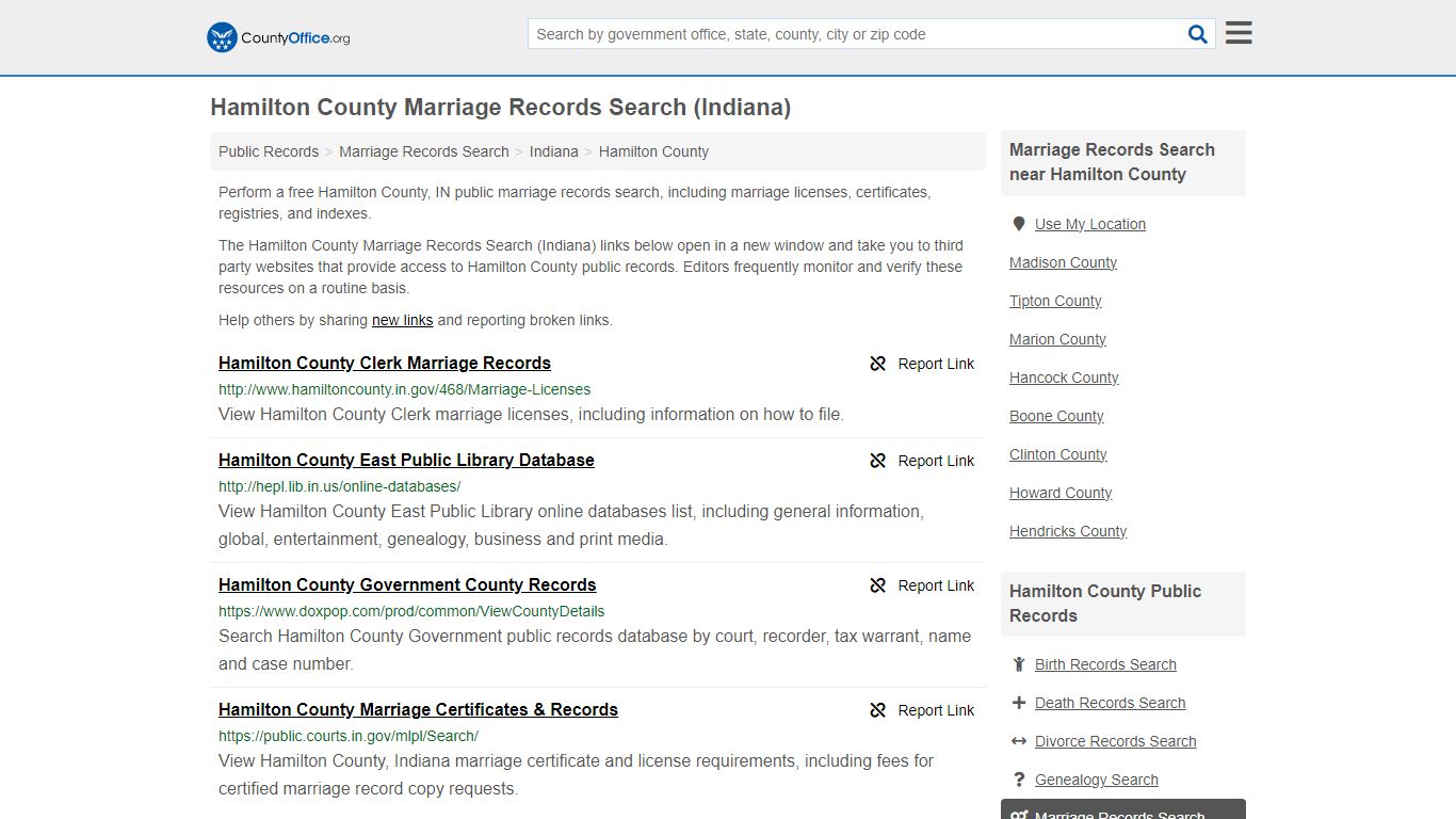 Marriage Records Search - Hamilton County, IN (Marriage Licenses ...